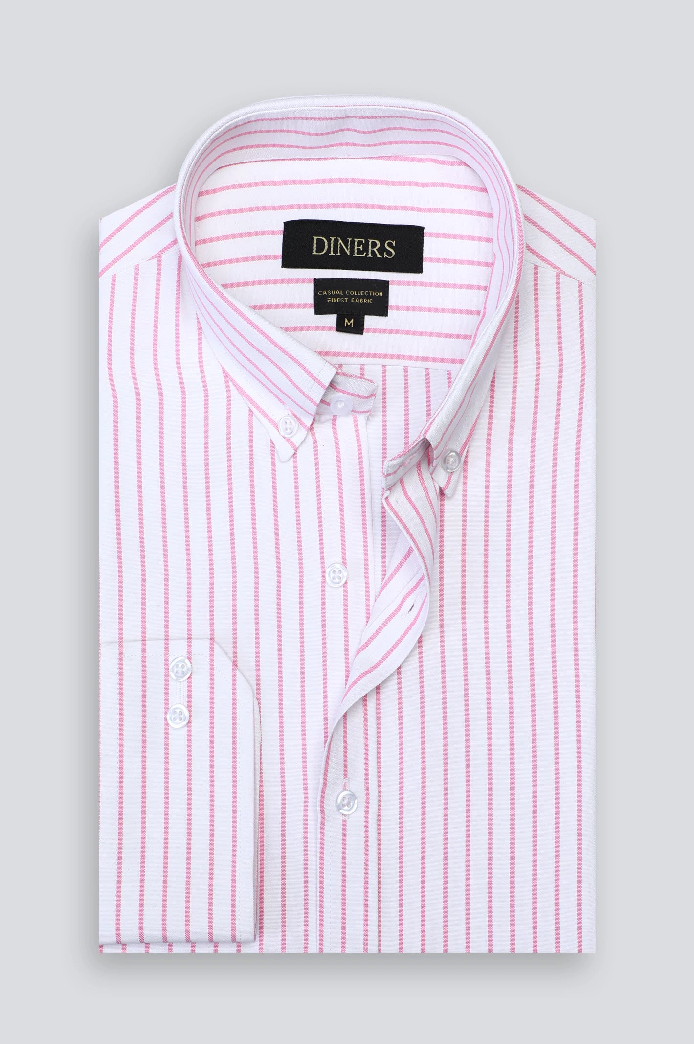 Pink Pinstripe Casual Shirt For Men From Diners