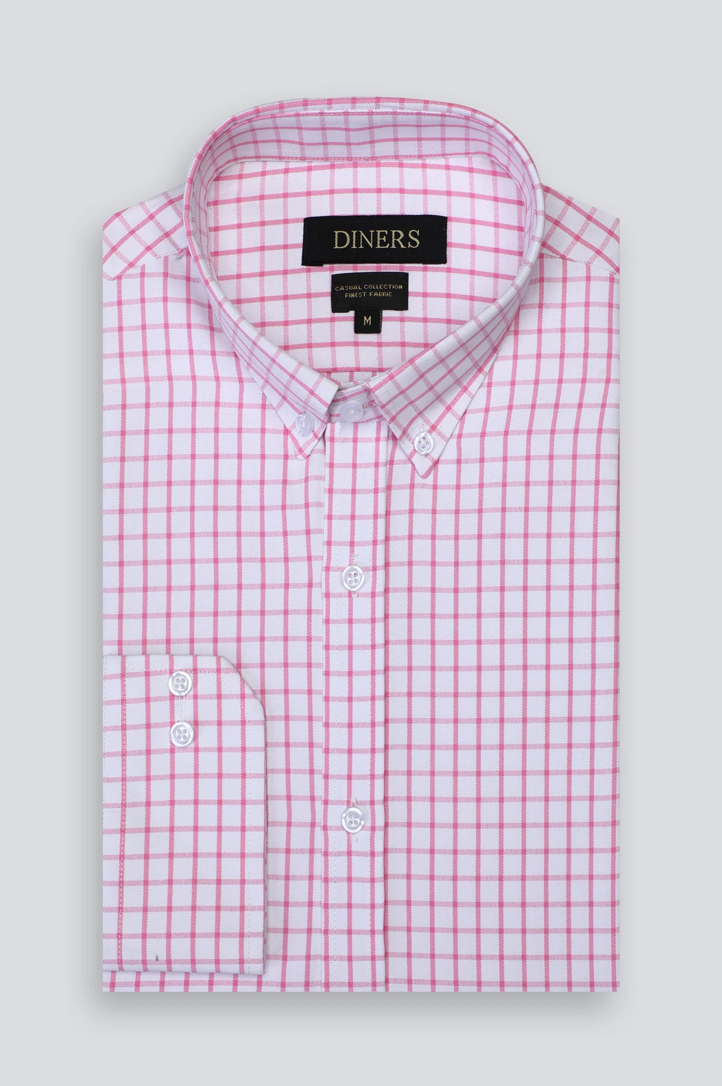 Pink Windowpane Check Casual Shirt For Men From Diners