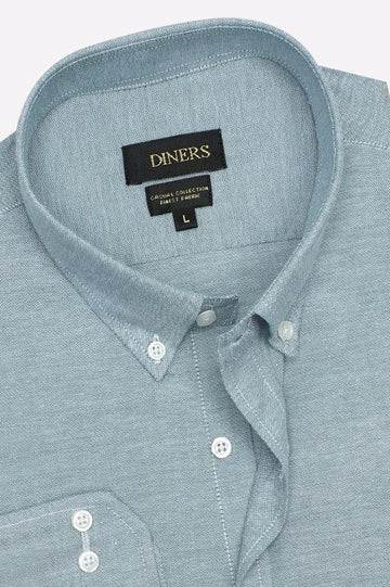 Green Self Textured Casual Shirt