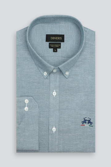 Green Self Textured Casual Shirt