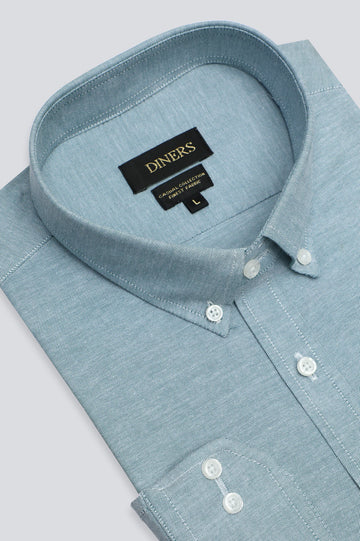 Green Self Textured Casual Shirt
