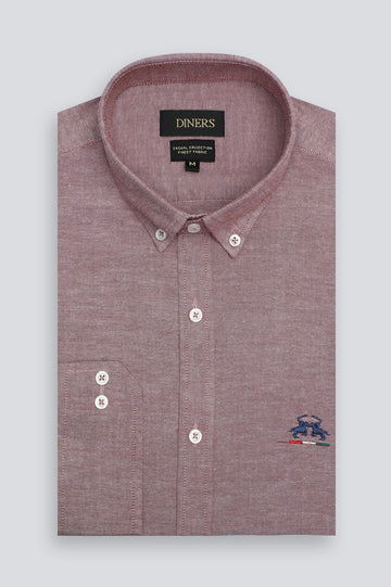 Maroon Self Textured Casual Shirt