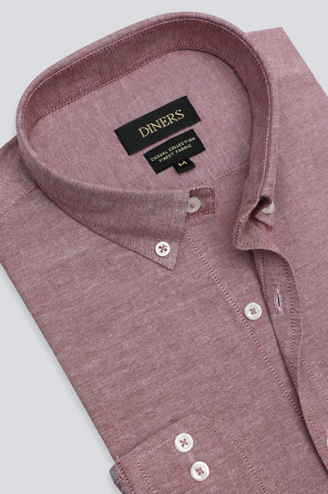 Maroon Self Textured Casual Shirt