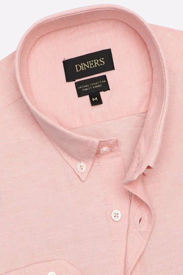Peach Self Textured Casual Shirt