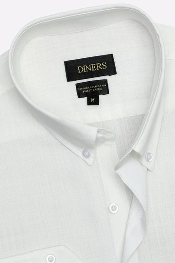 Off White Self Textured Casual Shirt