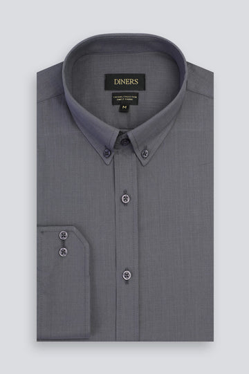 Grey Plain Casual Shirt