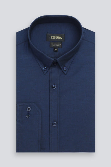 Navy Blue Oxford Casual Shirt