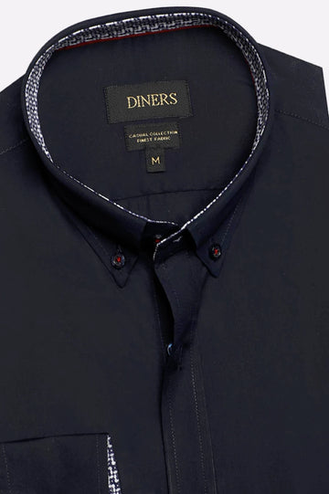 Navy Blue Plain Casual Shirt