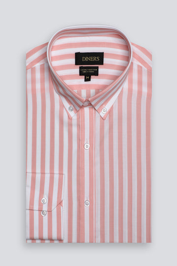Pink Awning Stripe Casual Shirt