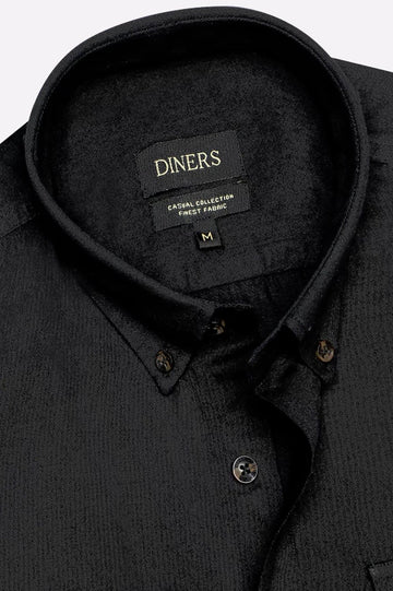 Black Twill Textured Casual Shirt