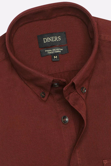 Maroon Twill Textured Casual Shirt