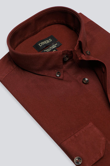 Maroon Twill Textured Casual Shirt