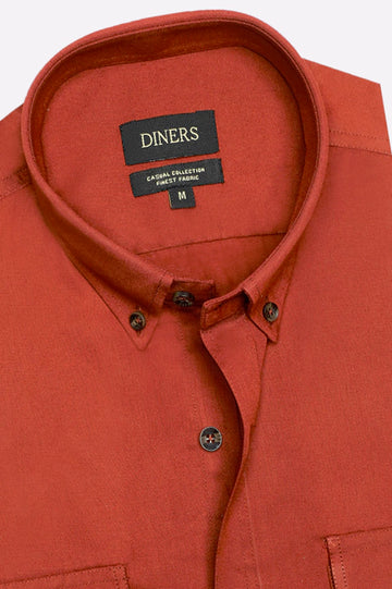 Rust Plain Casual Shirt