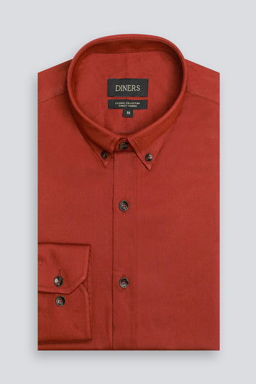 Rust Plain Casual Shirt