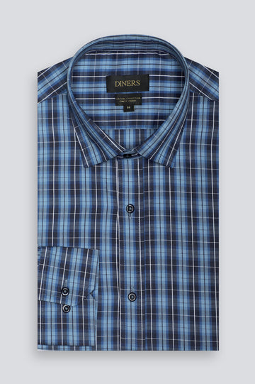 Blue Tattersall Check Casual Shirt