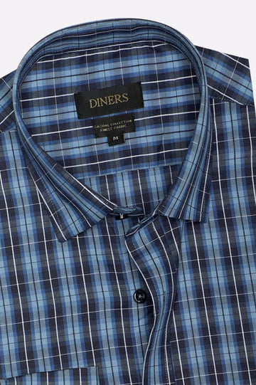 Blue Tattersall Check Casual Shirt