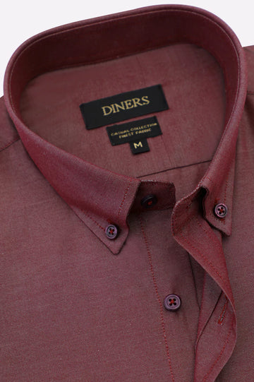 Maroon Self Textured Casual Shirt