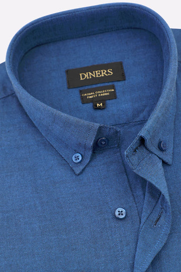 Blue Self Textured Casual Shirt