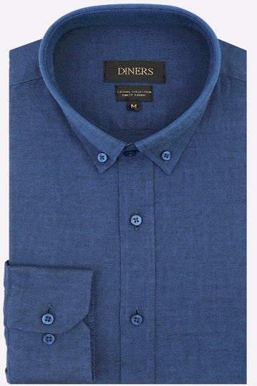 Blue Self Textured Casual Shirt