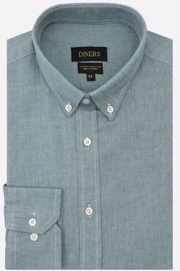 Green Self Textured Casual Shirt