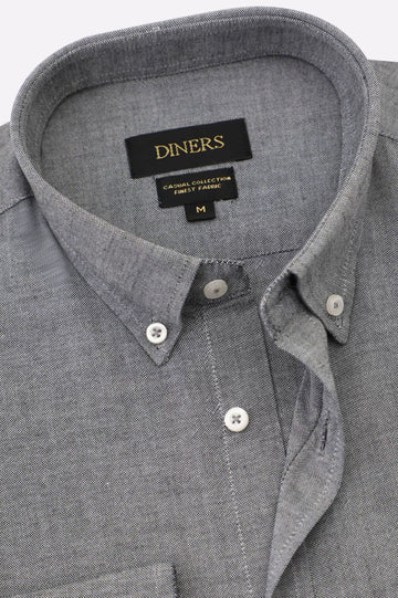 Grey Self Textured Casual Shirt