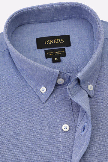 Navy Blue Self Textured Casual Shirt