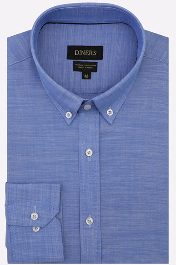 Blue Self Textured Casual Shirt