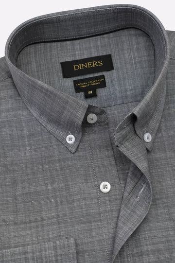 Grey Self Textured Casual Shirt