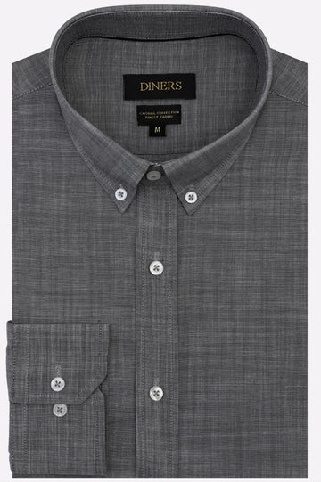 Grey Self Textured Casual Shirt