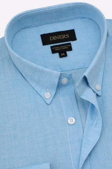 Blue Self Textured Casual Shirt