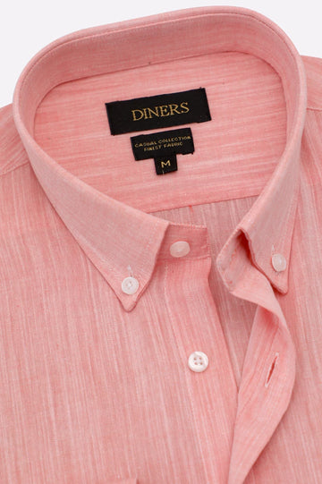 Peach Self Textured Casual Shirt