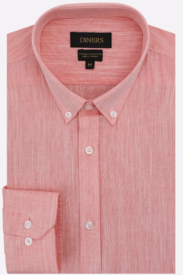 Peach Self Textured Casual Shirt
