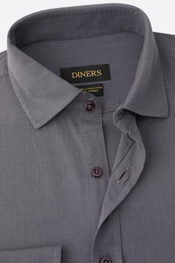 Grey Self Textured Casual Shirt