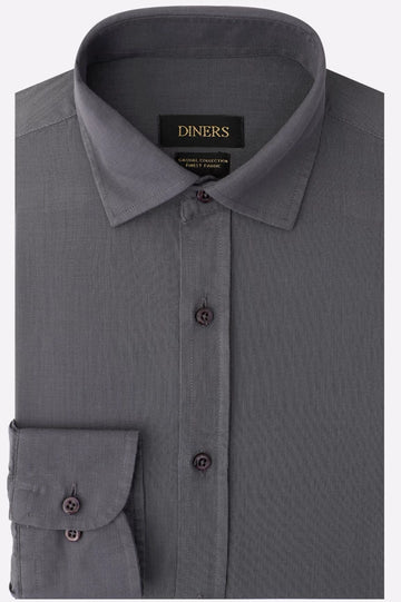 Grey Self Textured Casual Shirt