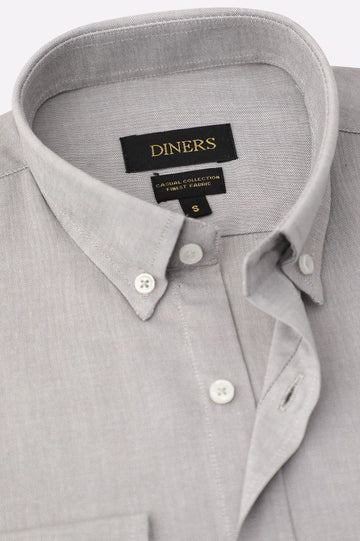 Grey Self Textured Casual Shirt