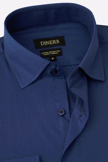 Navy Blue Plain Casual Shirt
