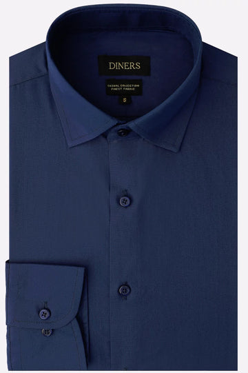 Navy Blue Plain Casual Shirt