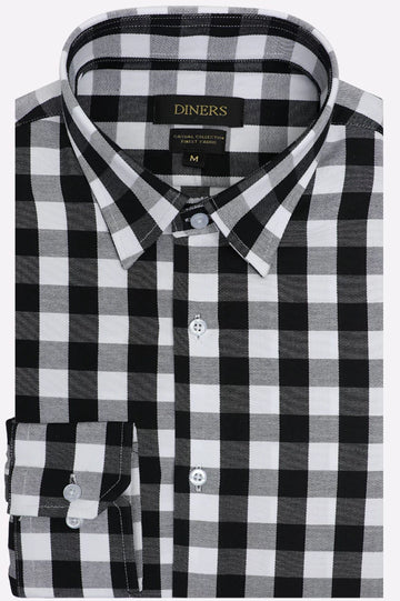 Black Gingham Check Casual Shirt