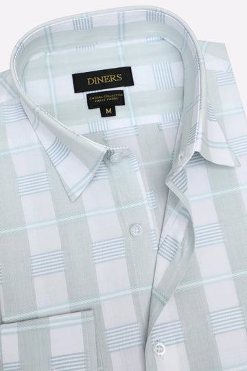 Light Blue Checkered Casual Shirt