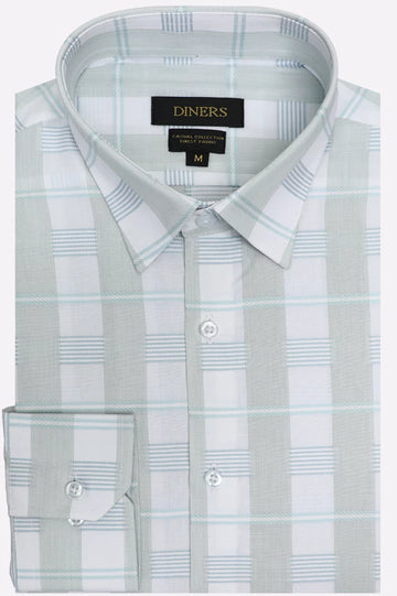 Light Blue Checkered Casual Shirt