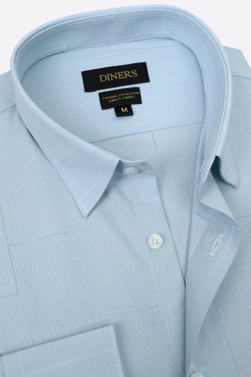 Sky Blue Self Casual Shirt