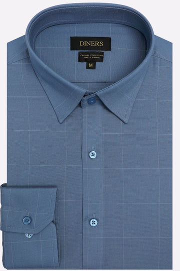 Blue Self Check Casual Shirt