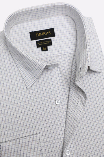 White Micro Check Casual Shirt