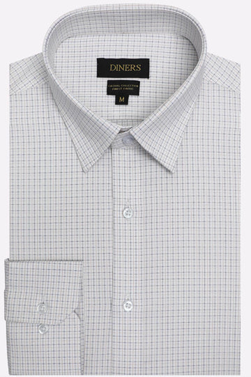 White Micro Check Casual Shirt
