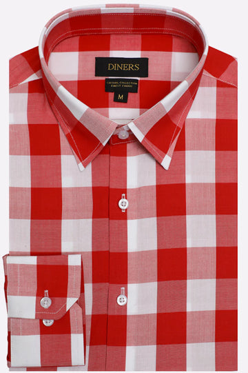 Red Gingham Check Casual Shirt