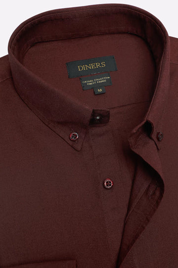 Maroon Self Textured Casual Shirt