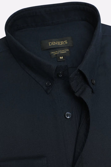 Navy Blue Self Textured Casual Shirt