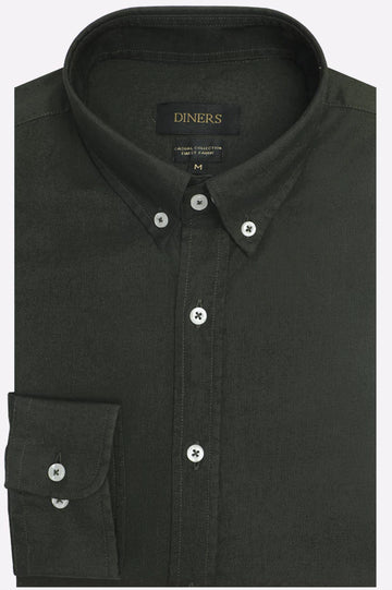 Olive Self Textured Casual Shirt