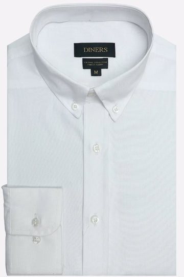 White Self Textured Casual Shirt