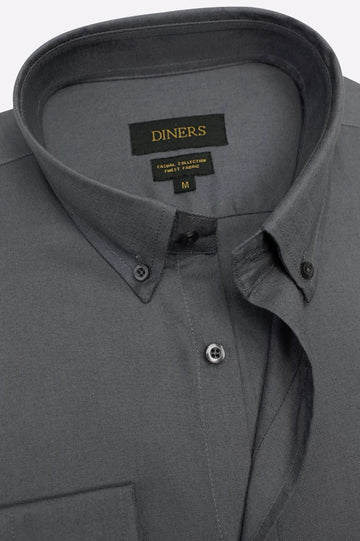 Dark Grey Self Casual Shirt